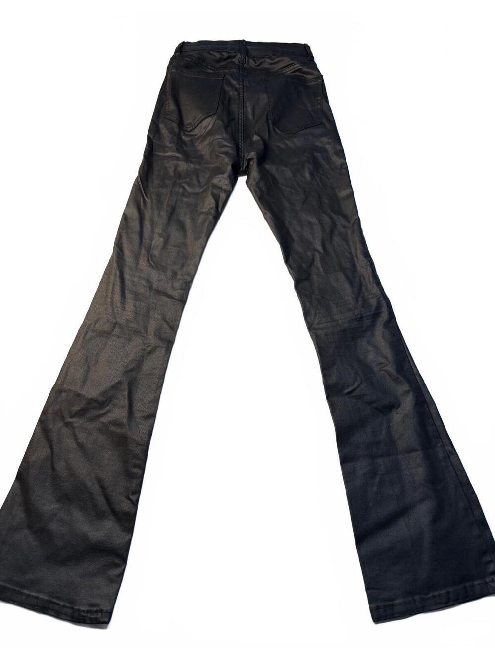 PrettyLittleThing Black Faux Leather Flared Pants Size 4 - Picture 7 of 11